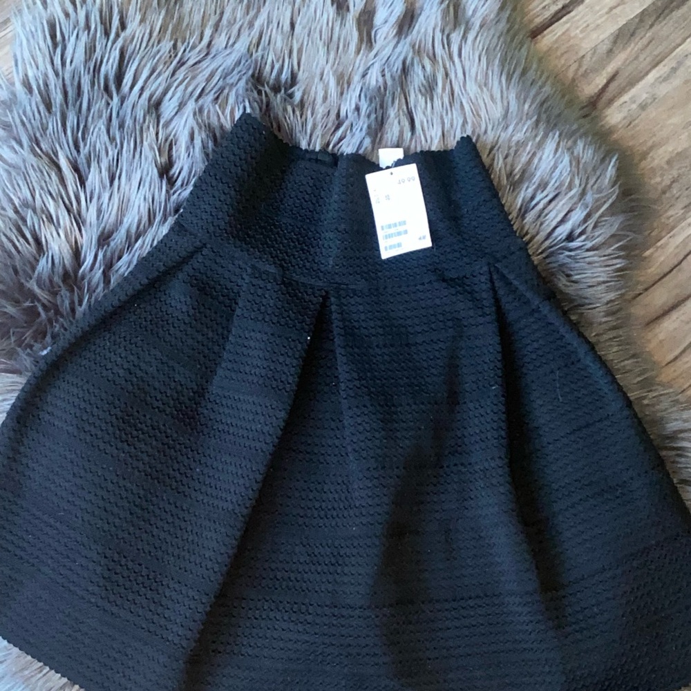 H&M Black Skater Mini Skirt with Ribbed Pleats